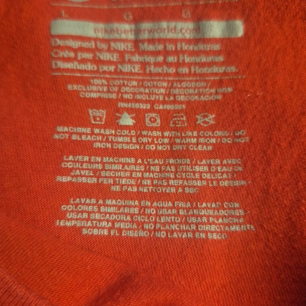 Nike Mens Large Shirt Long Sleeve Regular Fit Red T-Shirt